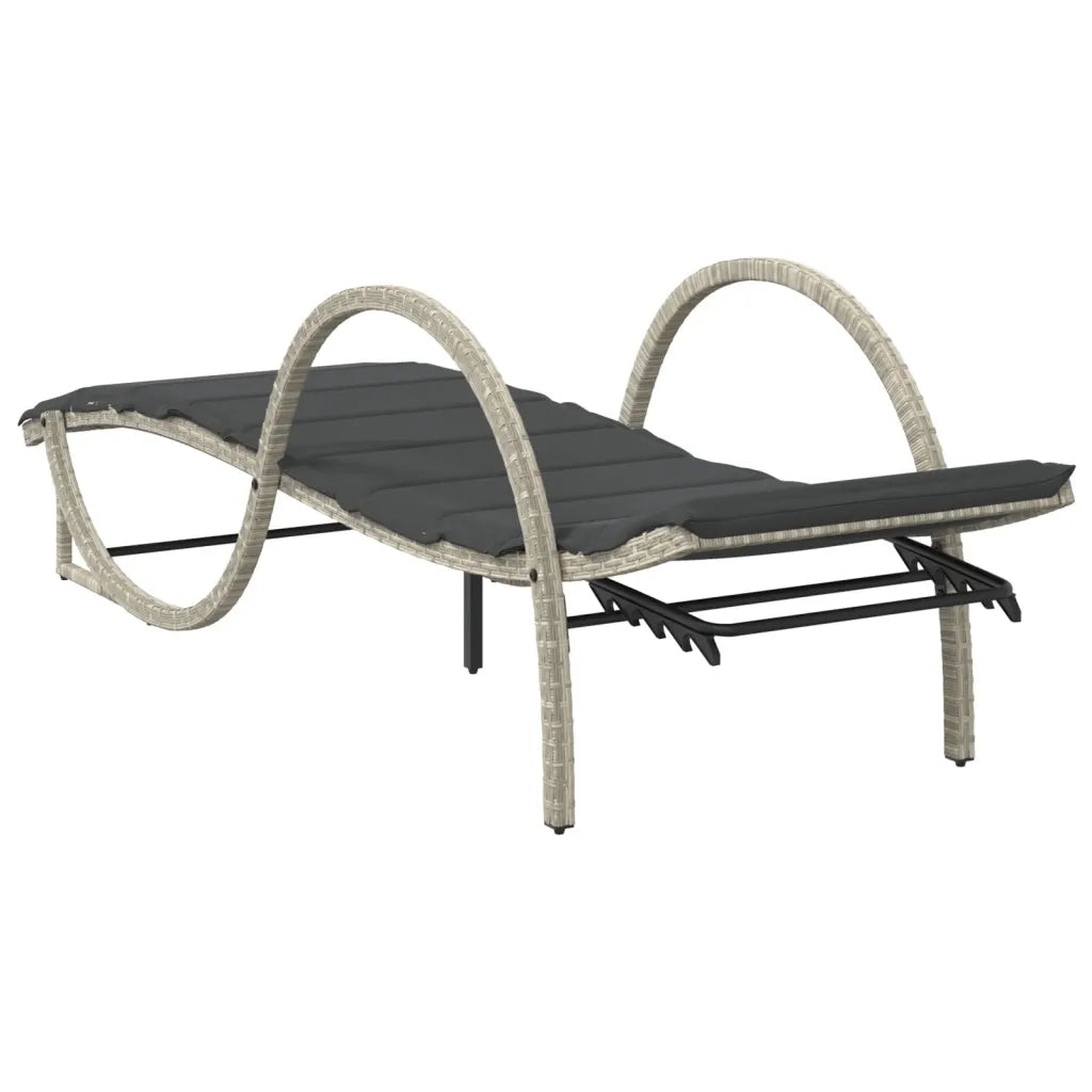 Lettini Prendisole 2 pz | Sdraio da giardino | Lettino da sole con Tavolino Grigio Chiaro in Polyrattan