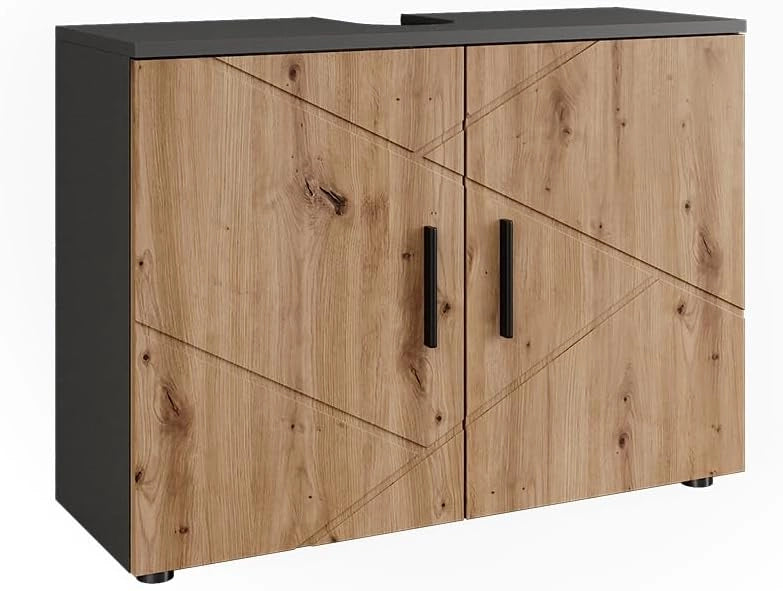 Mobiletto Irma, Antracite/Artisan, 80 x 59 cm con 2 porte