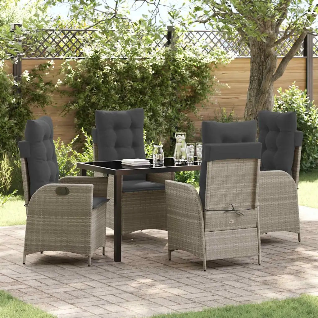Set da Pranzo per Giardino 5 pcs Grigio chiaro polyrattan 3380521