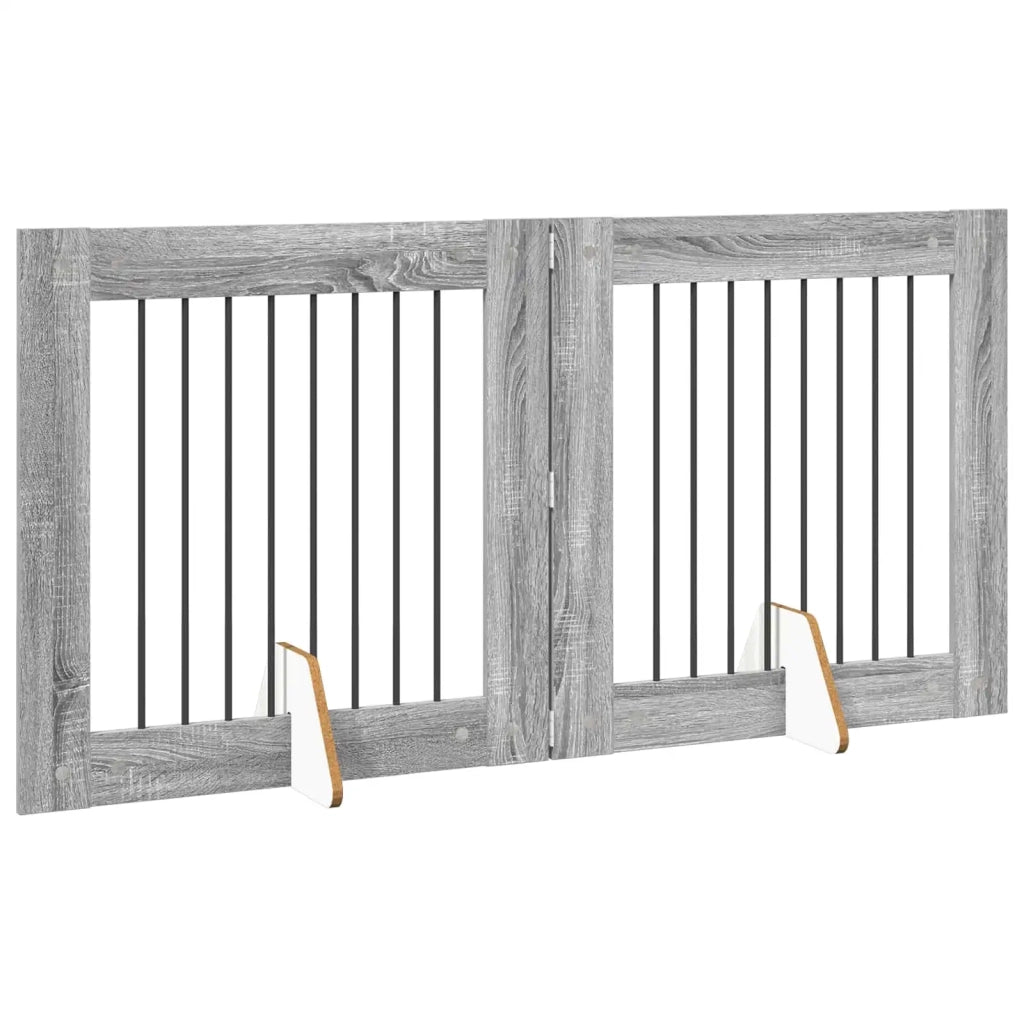 Cancello per cani con supporti 2 pz Grigio Sonoma 80 x 80 cm CFW9882056