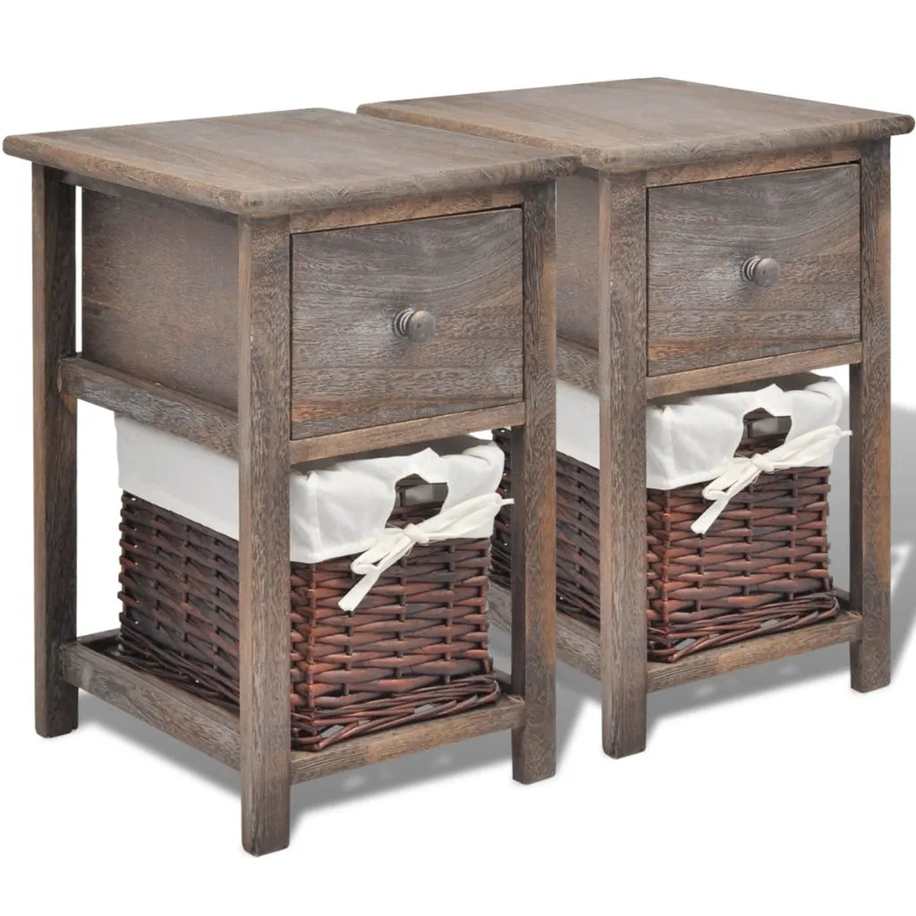 Comodino da Notte Set 2 pz in Legno Marrone 242869