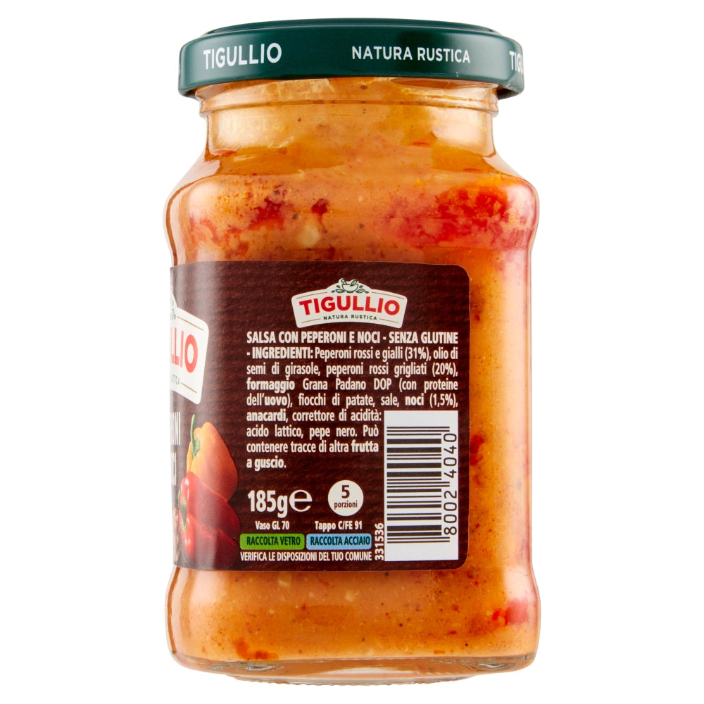 Tigullio pesto peperoni e noci in vasetto di vetro da 185 grammi