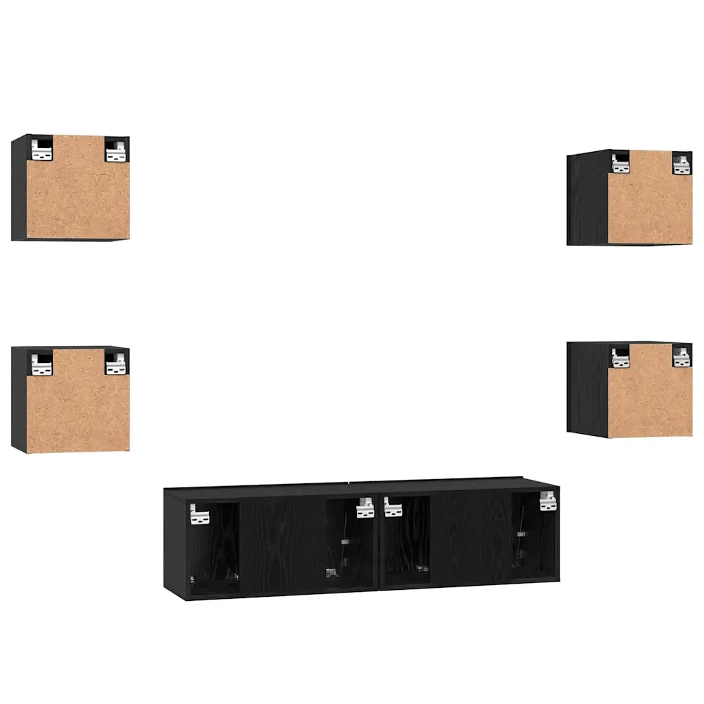 Set mobile TV 6 pcs Rovere Nero Legno multistrato 3393142