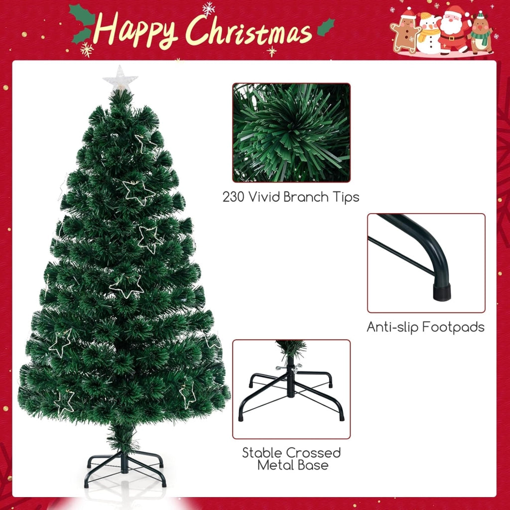 Albero di Natale Artificiale 120/150/180 cm in PVC, Albero di Natale Pre-Illuminato con 18/24/36 Luci, 130/170/230 Punte di Rami, Supporto in Metallo, Christmas Tree, 75 x 150 cm (Dia. x A)