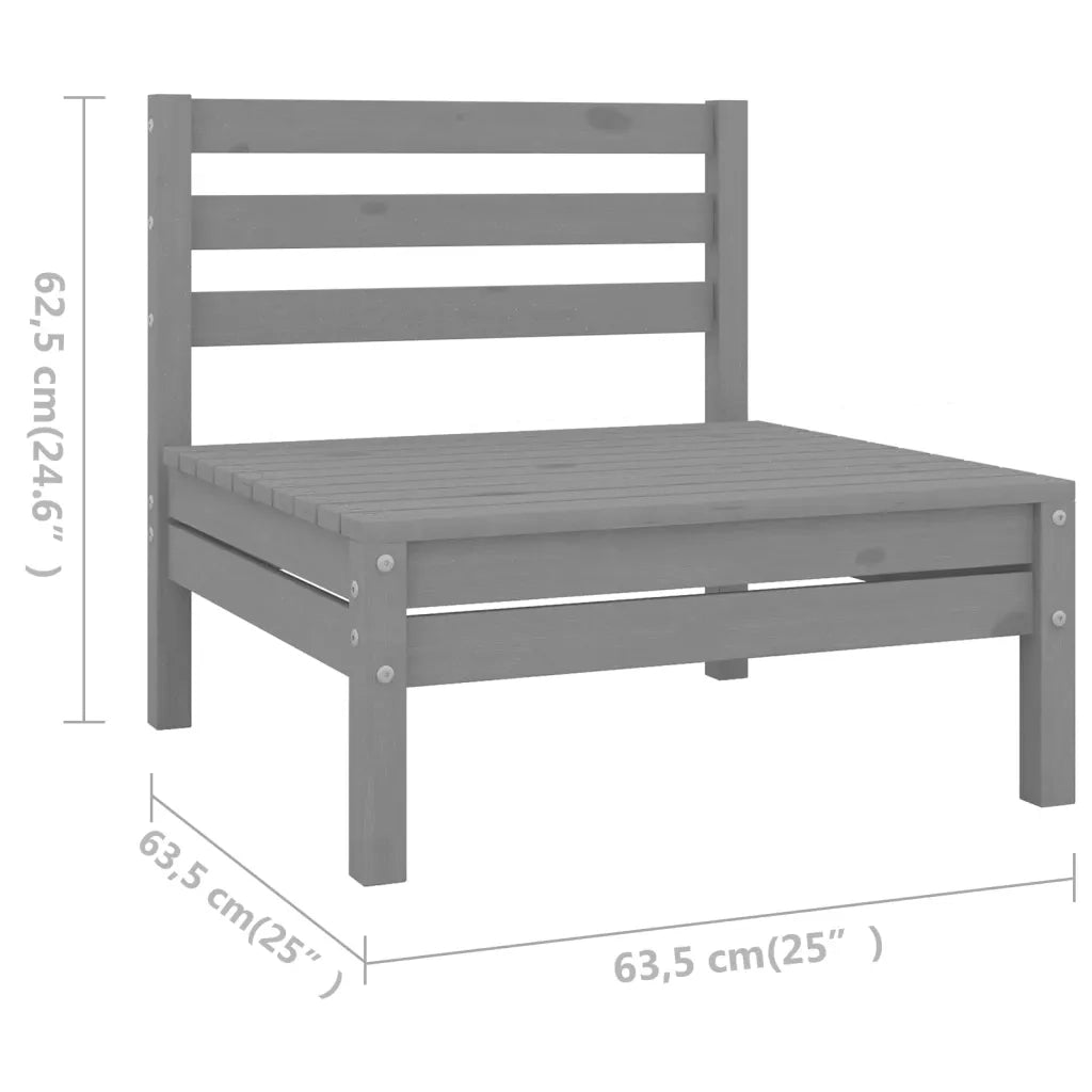 Set Divani da Giardino 6 pz in Legno Massello di Pino Grigio 3082684