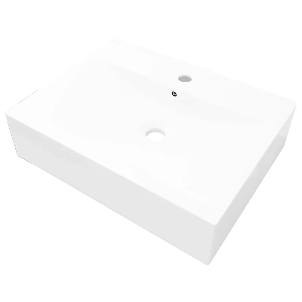 Lavabo da appoggio rettangolare in ceramica 60 x 46 cm Bianco 02_0002486
