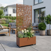 Fioriera con Spalliera Bernalda a 4 Rotelle 190 x 82 x 38 cm - Acciaio Marrone casa.pro