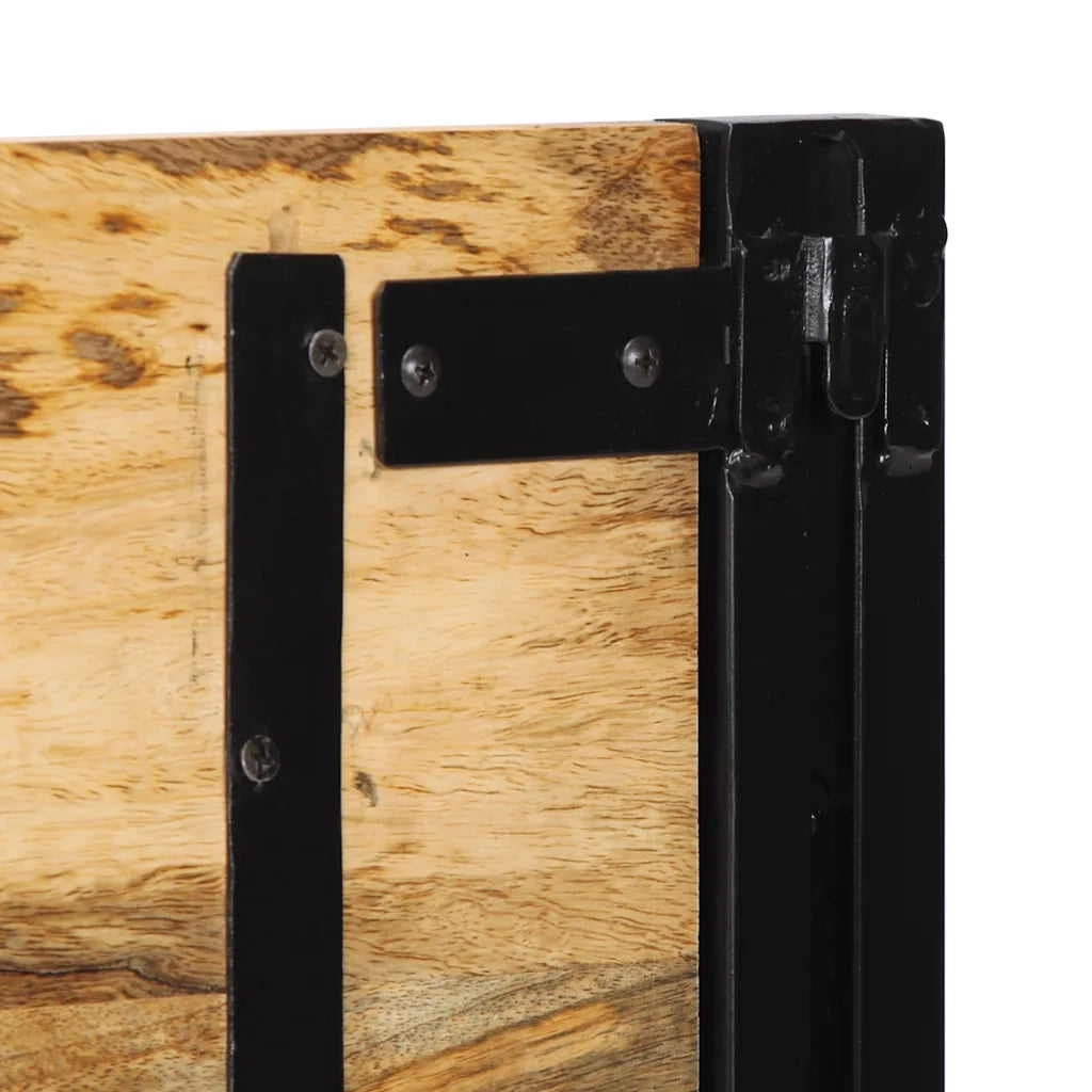 Testiera-Testata-Testiera Decorativa 120 cm in Legno Massello di Mango e Ferro