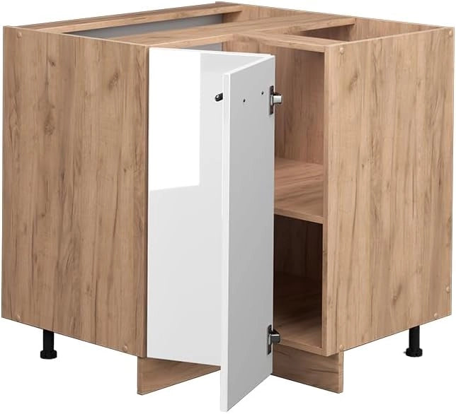 Mobile ad angolo cucina Fame-Line, Bianco lucido, 80.5 cm senza piano di lavoro, per la combinazione con altri moduli della serie Fame-Line
