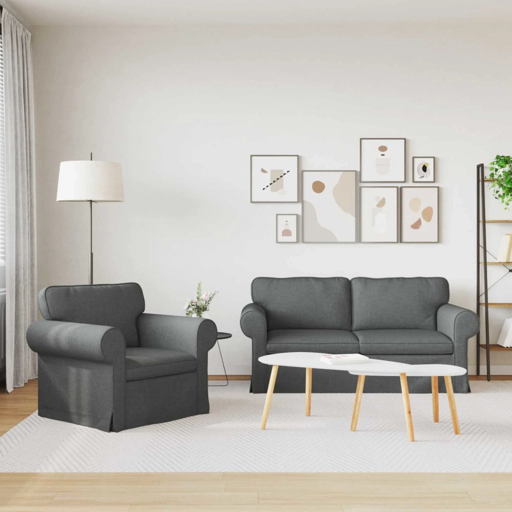 Set di divani 2 pcs Grigio scuro 175 x 82 x 80 cm Tessuto