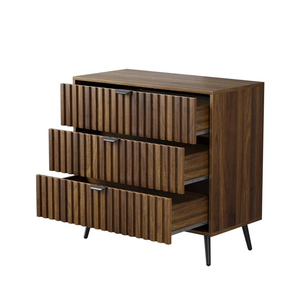 Cassettiera 80x39x78 cm con 3 cassetti in MDF noce