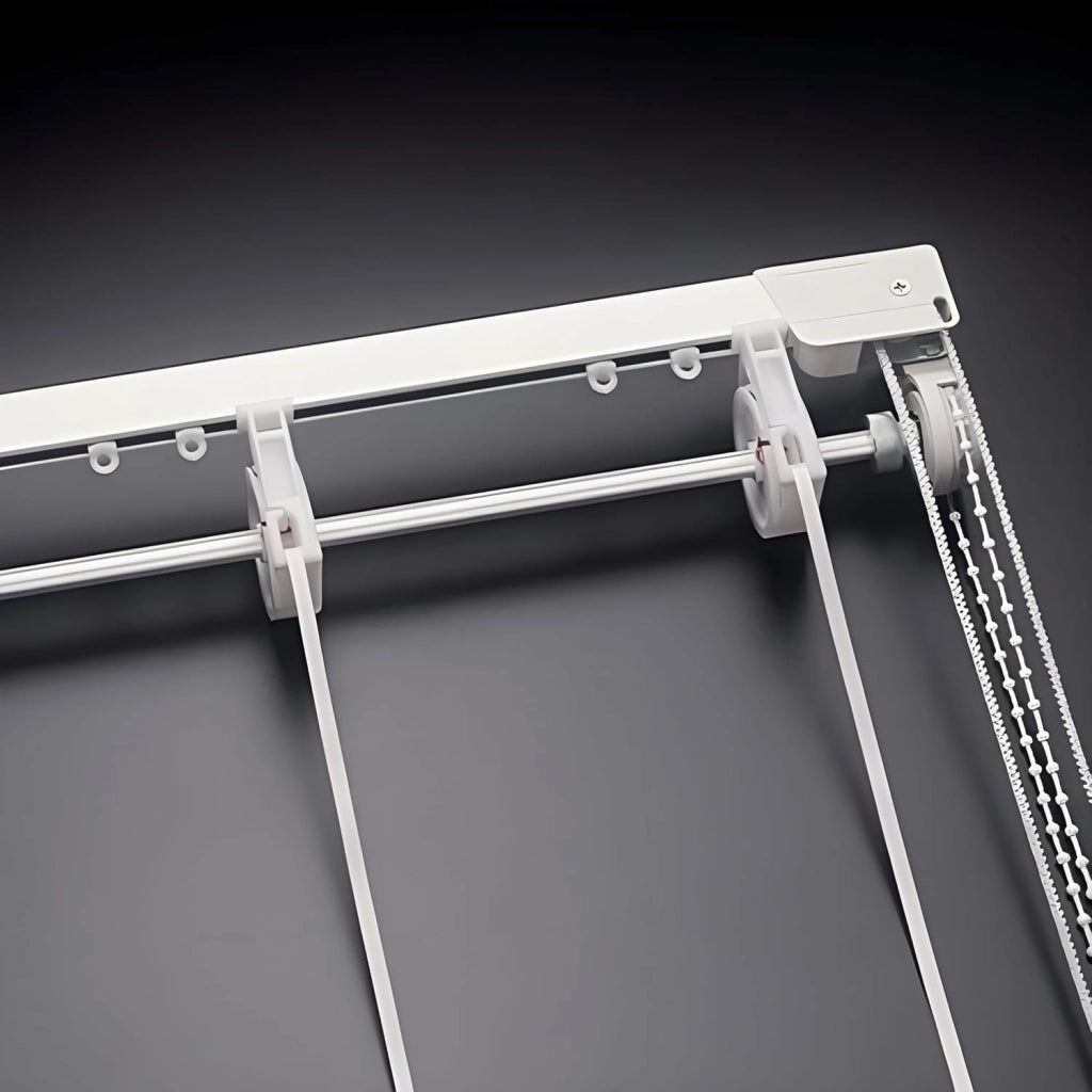 Binario Bastone Tenda a Pacchetto Con Doppio Movimento Apertura Laterale Con 4 Calate Lunghezza 100 CM Comando e ammasso destro