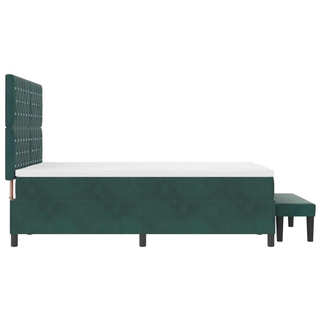 Letto con Box Spring e Materasso Verde Scuro 140x200 cm Velluto