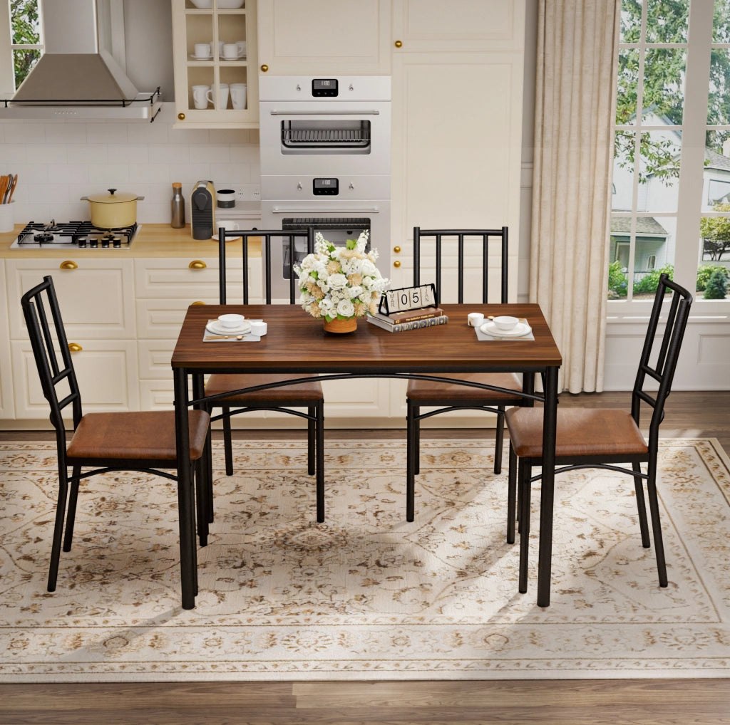 Set tavolo da pranzo con 4 sedie, noce, 110 x 60 cm