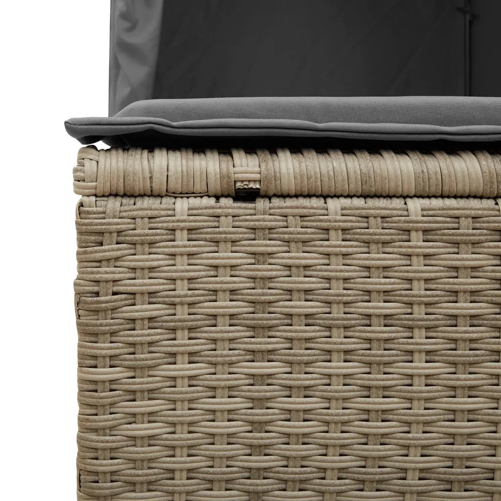 Lettino Prendisole | Sdraio da giardino | Lettino da sole Tetto e Tende Grigio Chiaro in Polyrattan