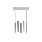 Lampadario Industrial-Minimal Xeana Metallo Bianco Alluminio 5 Luci Gu10