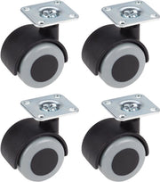 Set di ruote per pavimento in legno, 4 pezzi, ruote per contenitore, 40 mm x 50 mm, carico 90 kg, piatto 38 mm x 38 mm, plastica