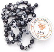 Kralen con corda per la creazione di accessori DIY Pietre di energia per bracciali curativi 4 mm = 180 pezzi e 1 rotolo di corda Obsidiaano a forma di fiocco di neve 4 mm