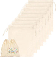 Set di 8 sacchetti in cotone con cordino per bambini, compleanno, matrimonio, Pasqua.