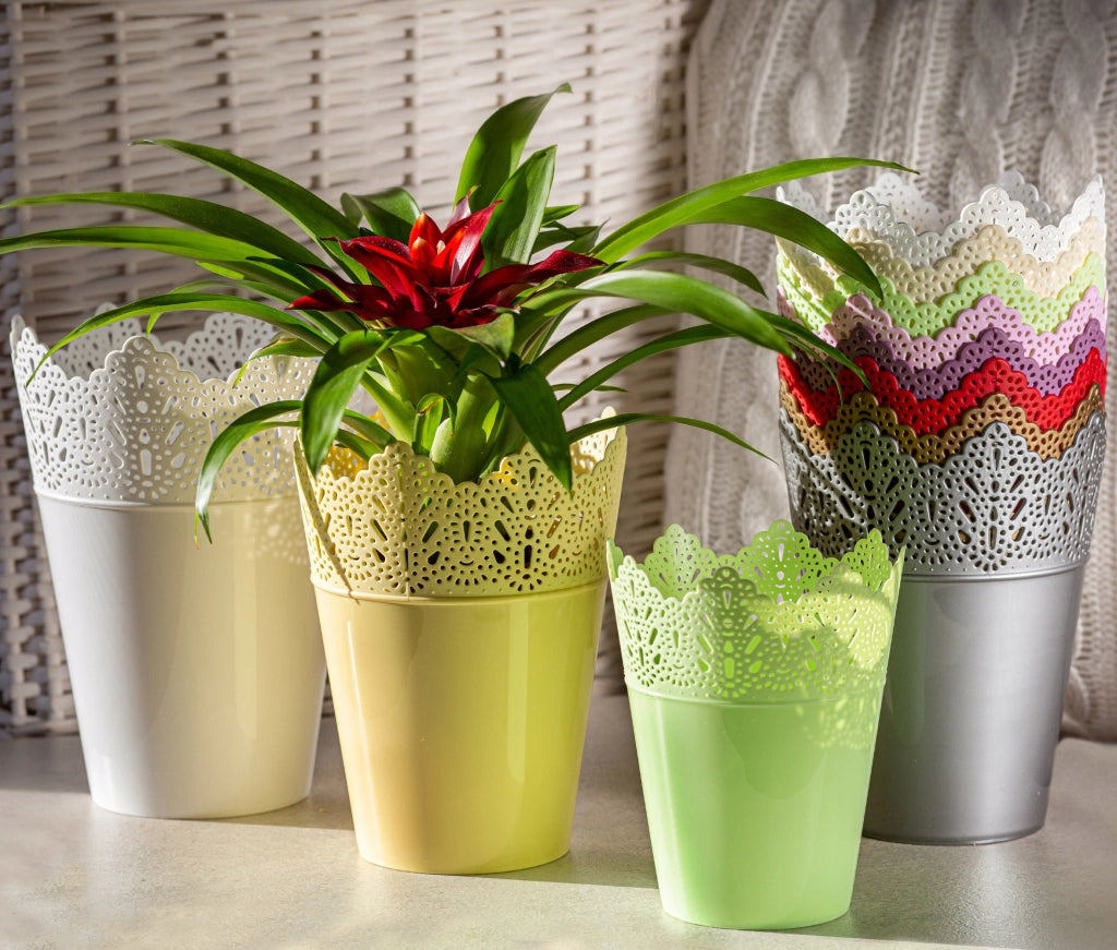 Vaso da fiori KADAX, vaso da fiori, coperchio, alto, in plastica, 12 cm, giallo