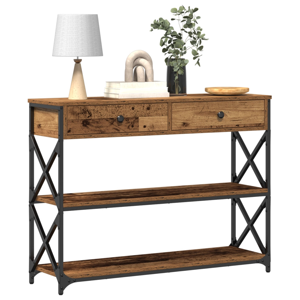 Tavolo Consolle con cassetto Legno vecchio 100 x 28 x 75 cm 863527