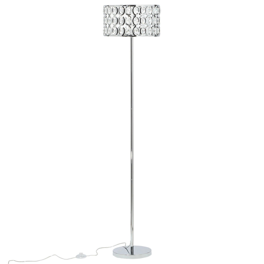 Lampada da pavimento in color argento e cristallo moderna in stile glam salotto camera da letto ingresso cameretta