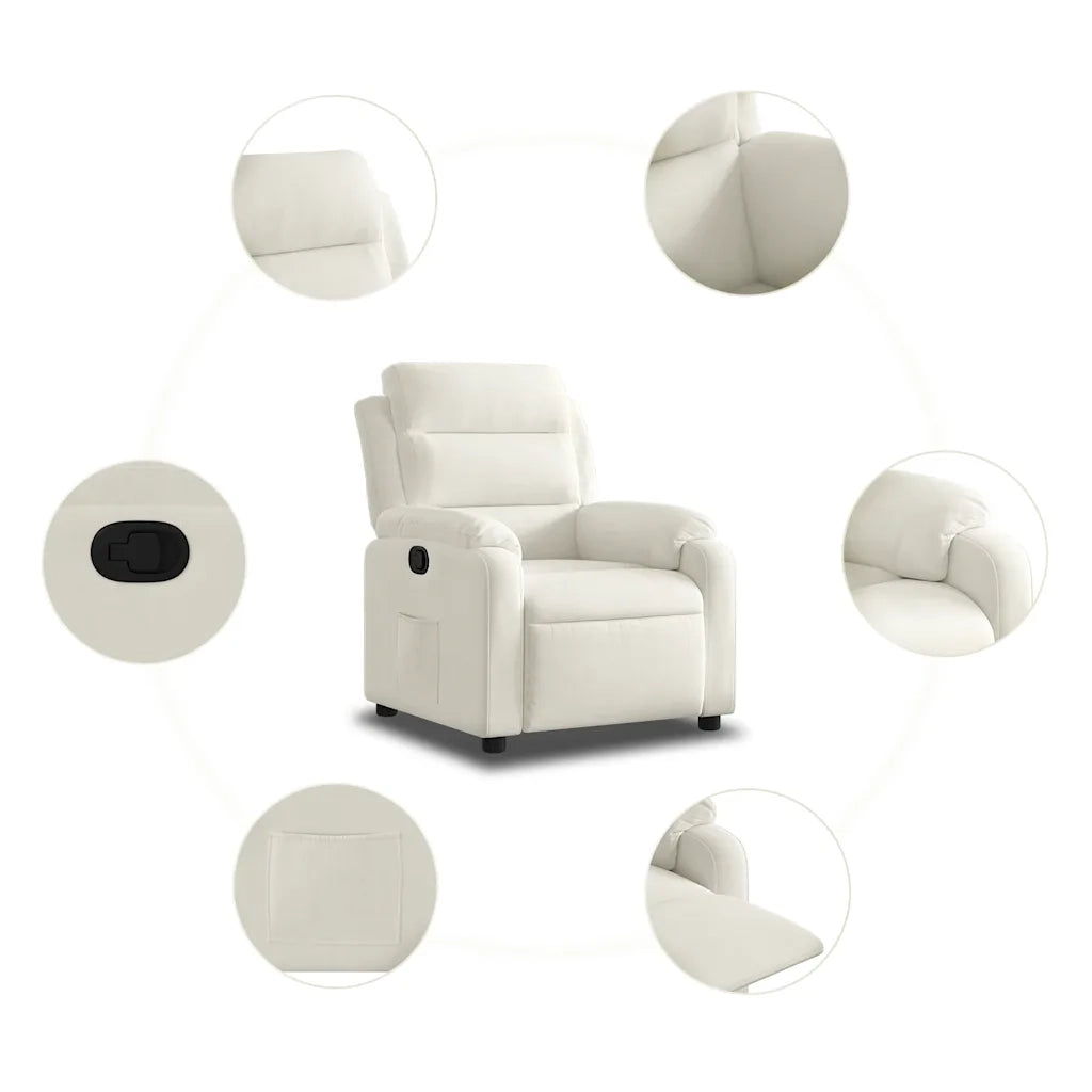 Poltrona Reclinabile Crema in Velluto 373509