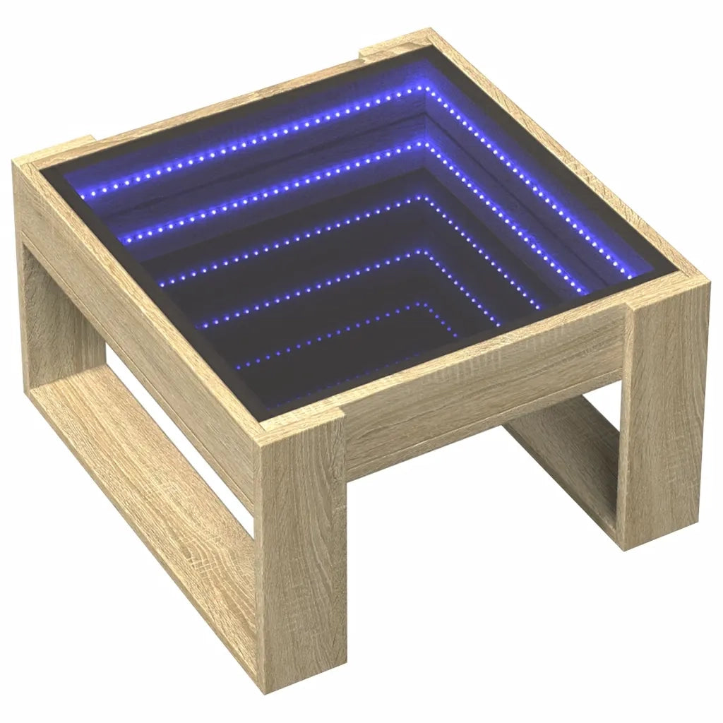 vidaXL Tavolino da Salotto con LED Infinity Rovere Sonoma 50x53x30 cm