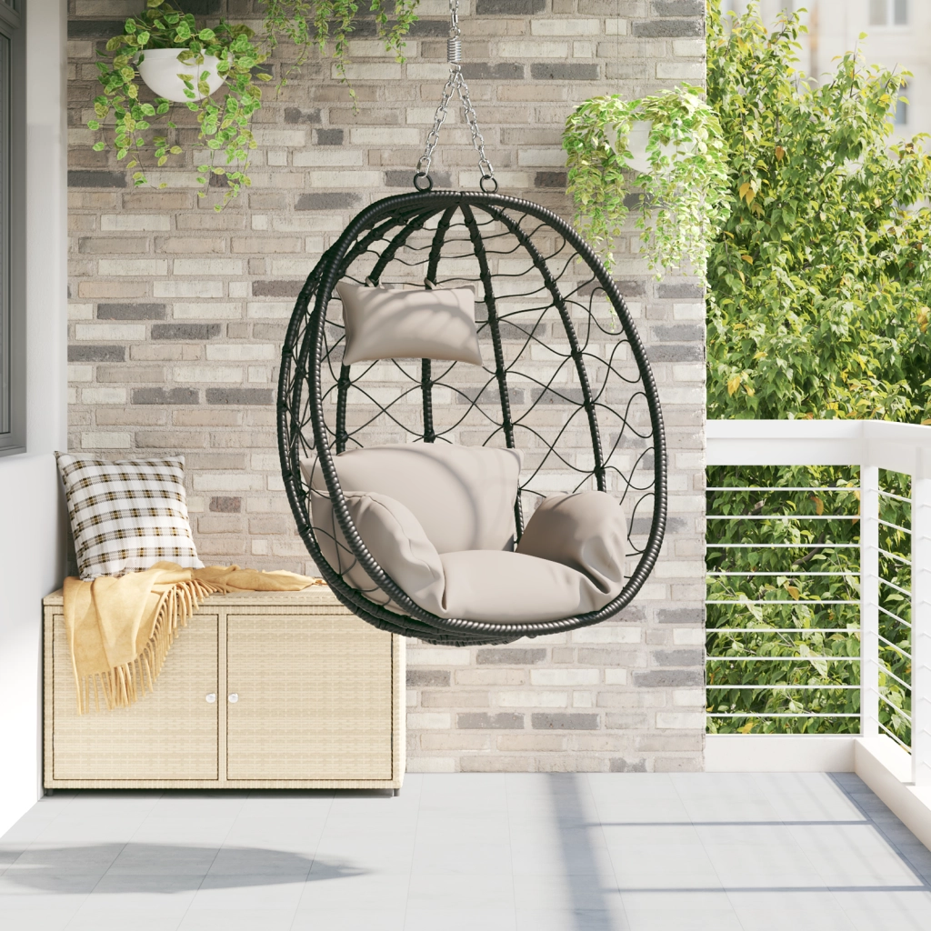 Sedia Uovo Appesa Basket senza Supporto Tortora Polyrattan