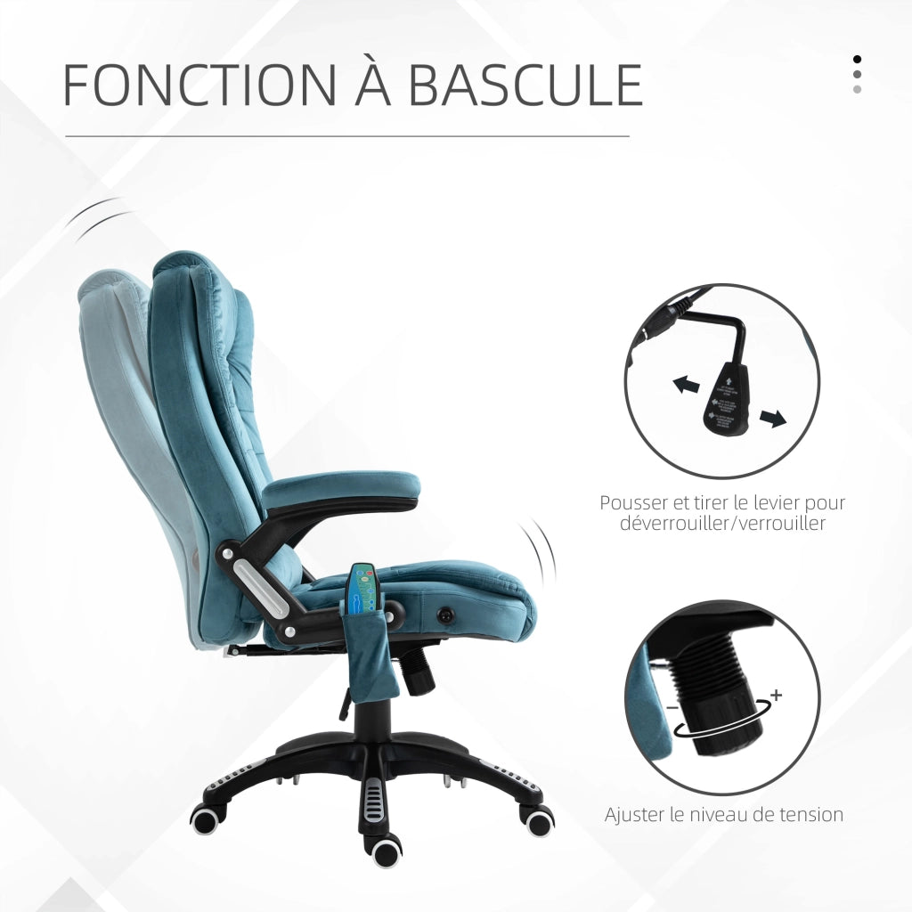 Sedia da ufficio ergonomica ¨C zephmum ¨C blu, tessuto, altezza regolabile