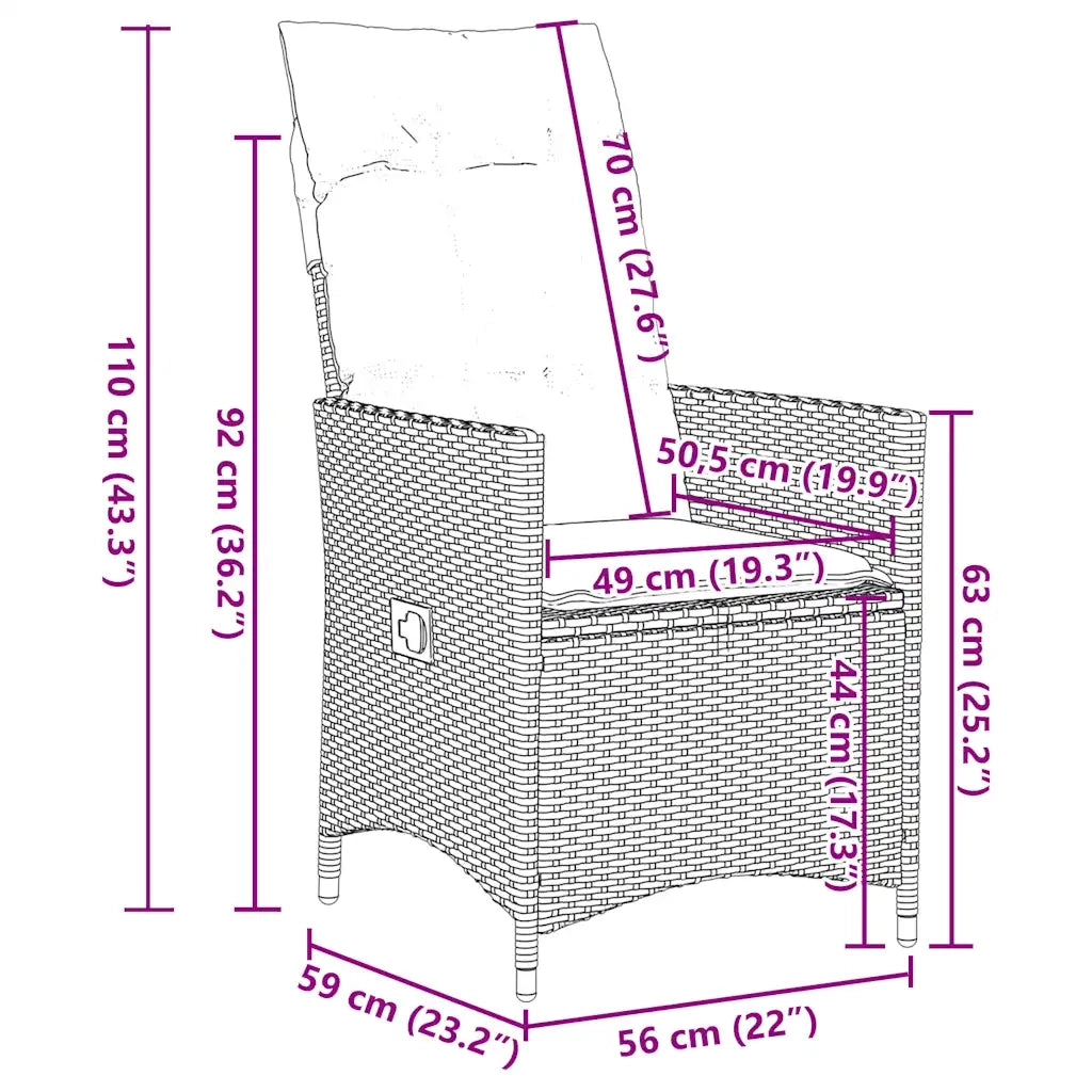 Set da Pranzo da Giardino 9 pz con Cuscini in Polyrattan Grigio 3276745
