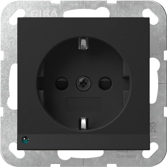 Sistema di Rotazione 55 Led Sicuro Plus Contatto a Terra Schuko Nero Liscio - 4170005 - E3YZN