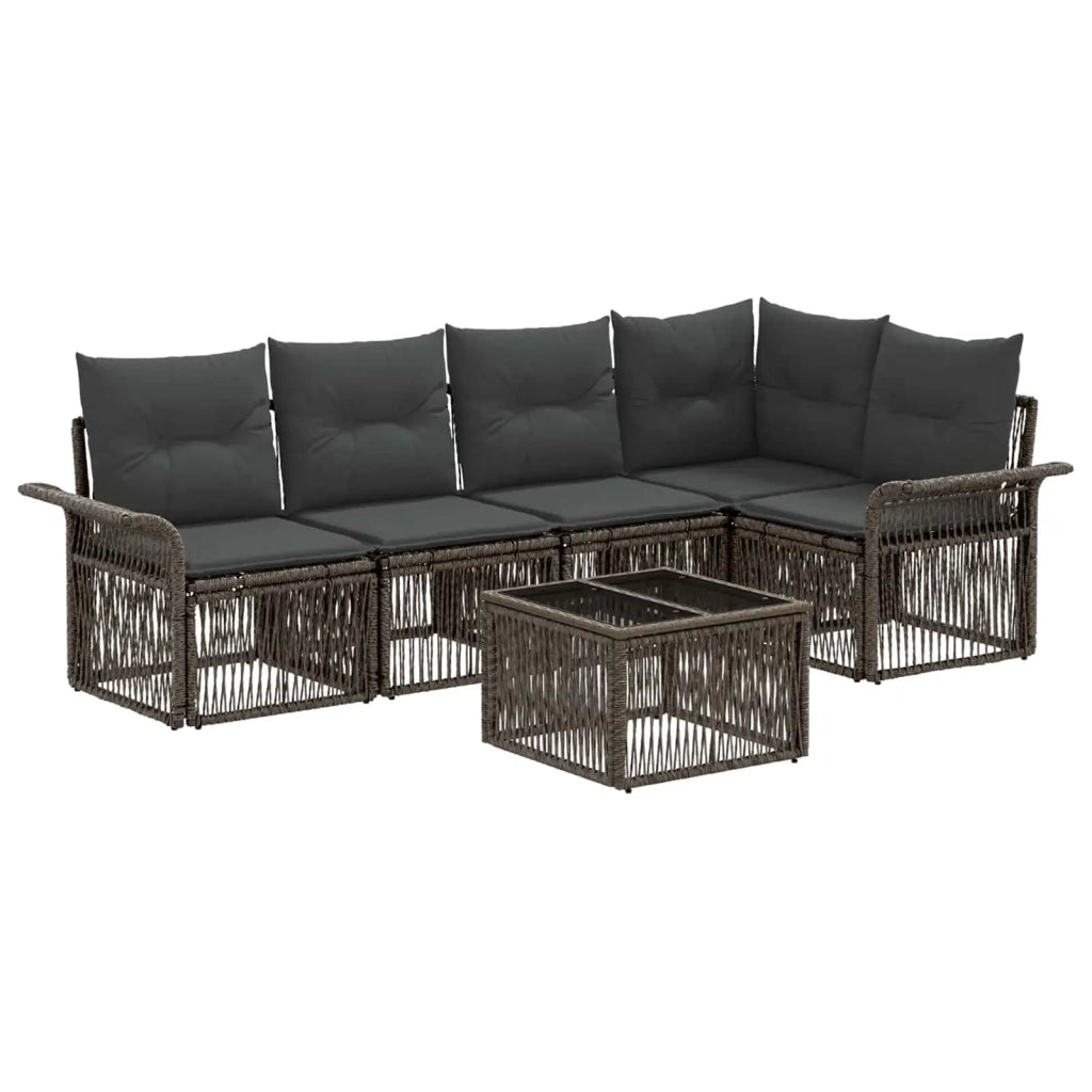 Set Divano da Giardino 6 pcs Grigio polyrattan