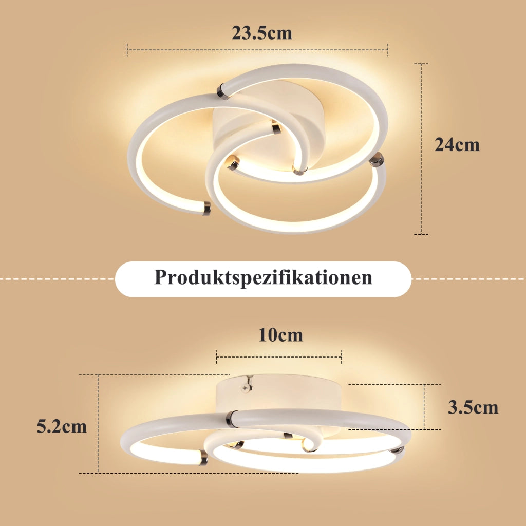 ZMH Lampada da Soffitto LED 24W 3000K Bianca Anelli Moderna in Metallo per Sala da Pranzo Camera Bambino Ufficio