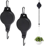 WQNNQW 2-pack hanger per esterno con gancio retrattile, gancio per vaso, cesto per piante con gancio regolabile, gancio per cesto per piante, per cesto per piante con gancio (nero)
