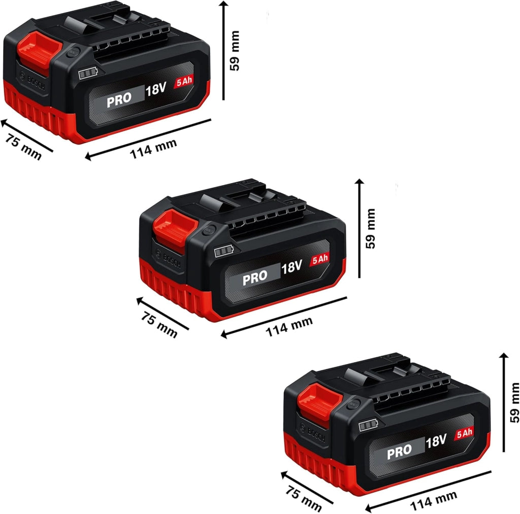 Bosch PRO 18V System Combo Kit: GSB 18V-65, GBH 18V-22, GWS 18V-11, 3 batterie GBA 5.0Ah, GAL 12V/18V-80, M-BAG