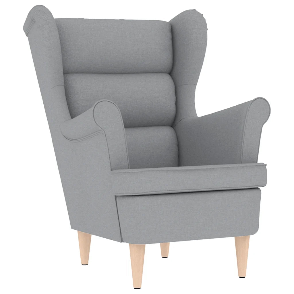 Poltrona con Poggiapiedi Grigio Chiaro in Tessuto 3307989