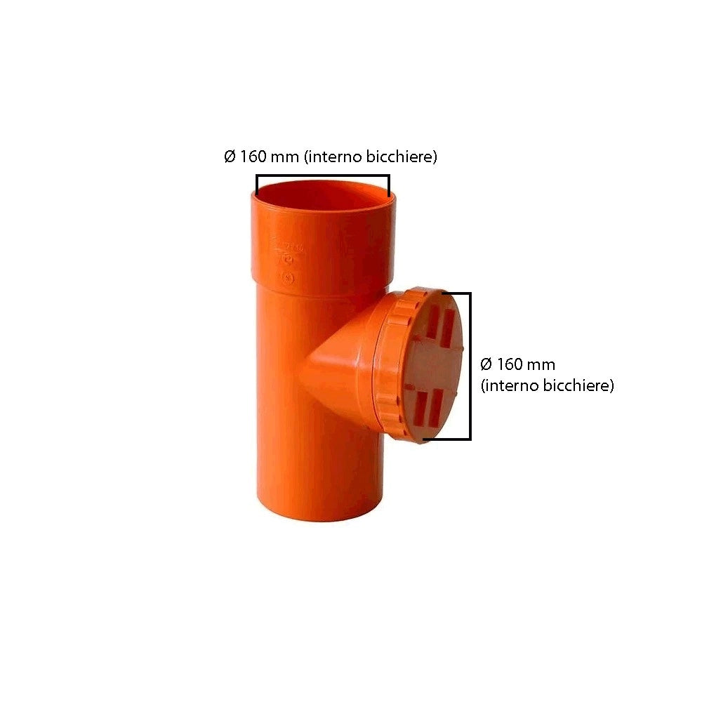 Ispezione lineare in pvc : Colore - Arancio, Diametro - 160 (con tappo Ø160)