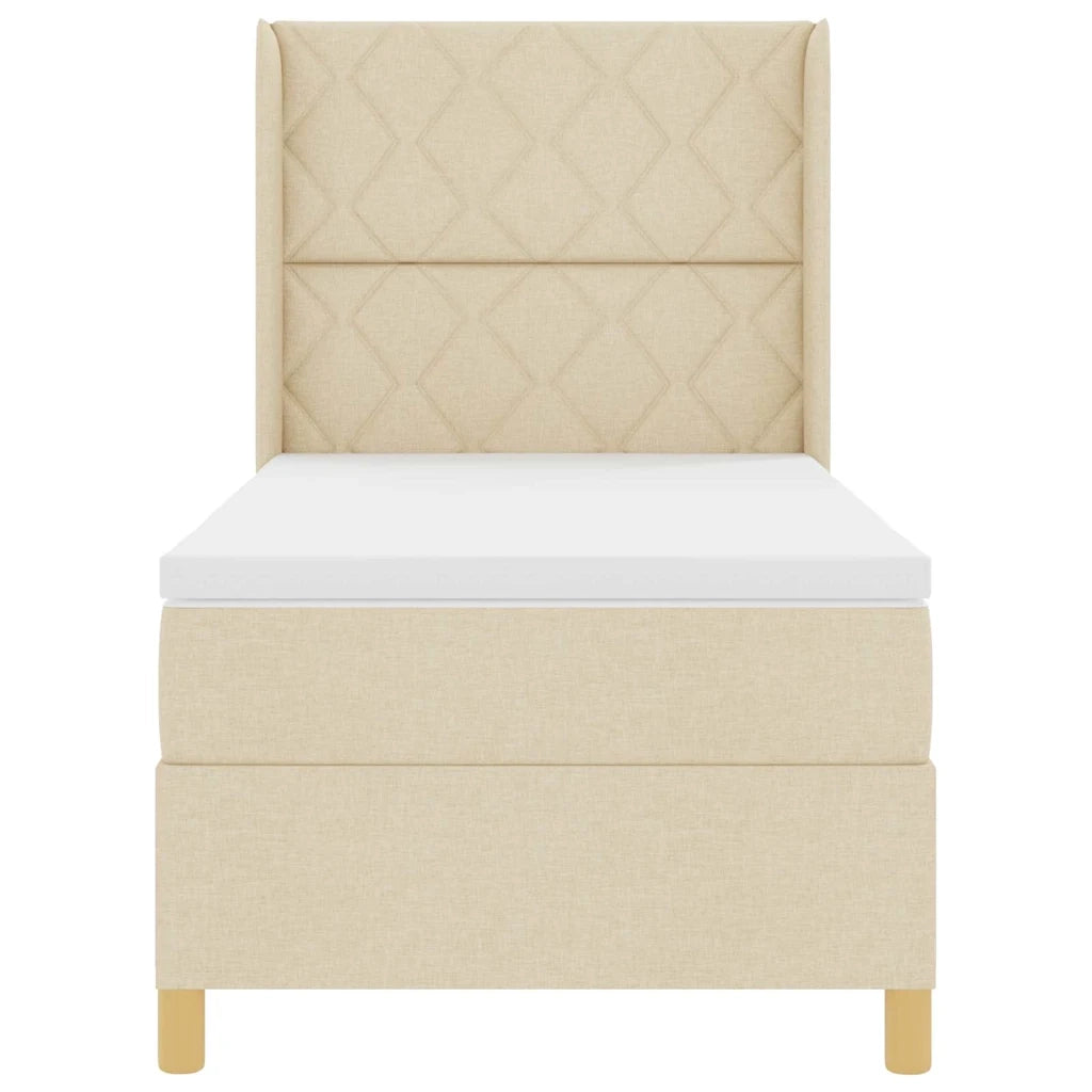 Letto a molle con testiera Crema 90 x 190 cm Tessuto 3341873
