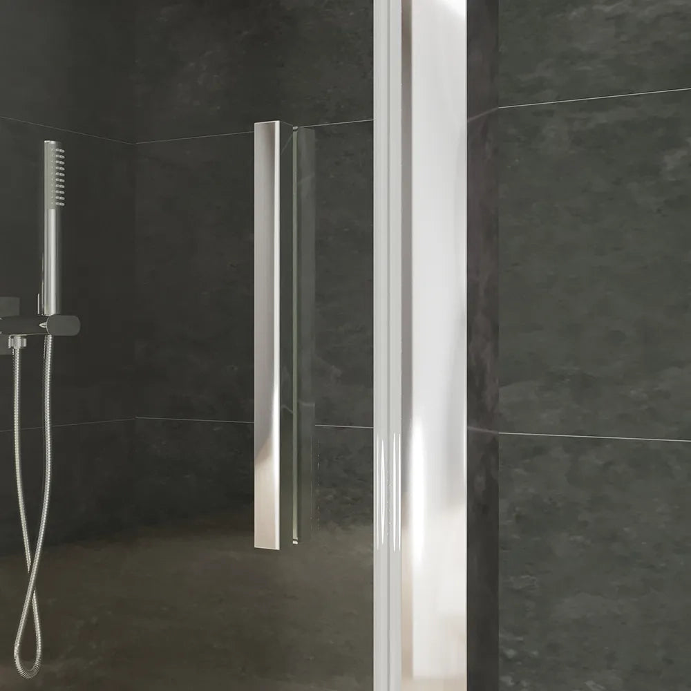 Box doccia slim 70x90cm con porta a battente e parete fissa profili cromati e vetro 6mm trasparente h190| Portofino