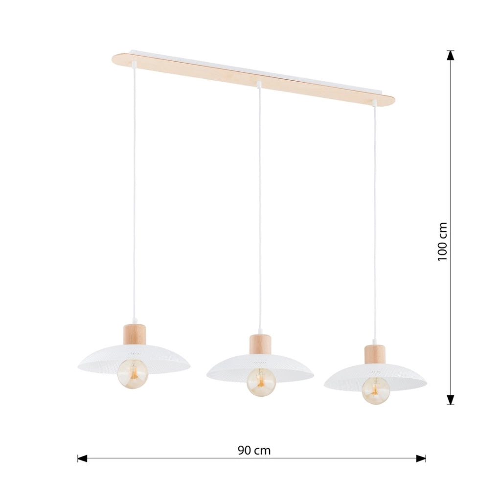Lampada a sospensione Kobe legno chiaro 3xE27 Emibig