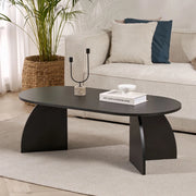 Nohaza, Tavolino da Salotto Forma Ovale, 120x60x40h cm Nero Frassinato