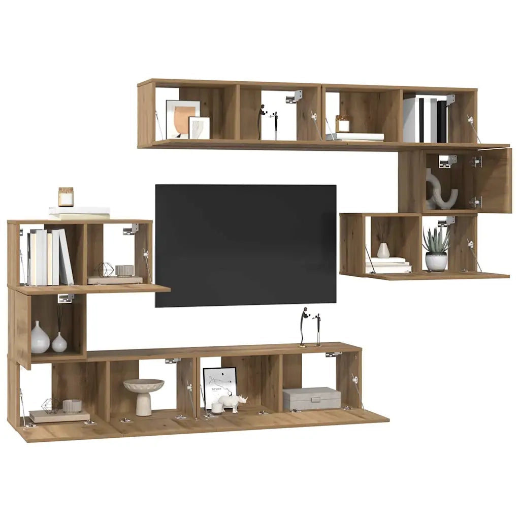 Set mobile TV 8 pcs Rovere artigianale Legno multistrato 3393218