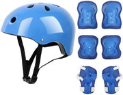 Kit di protezione - ginocchia e gomiti - assorbimento shock - rete respirabile - regolabile per bambini 5-14 anni - 7 pezzi inclusi guanti - ideale per skateboard e bicicletta