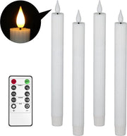 Led candele con funzione di timer per la fiamma che si muove e fiamma che fischia, 4 pezzi - batterie - 3D - 24,5 cm - decorazione per festa, matrimonio, salotto, Halloween, Natale