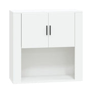 Mobiletto a parete moderno con pratico vano contenitore 80 x 33 x 80 cm legno composito bianco 02_0048274