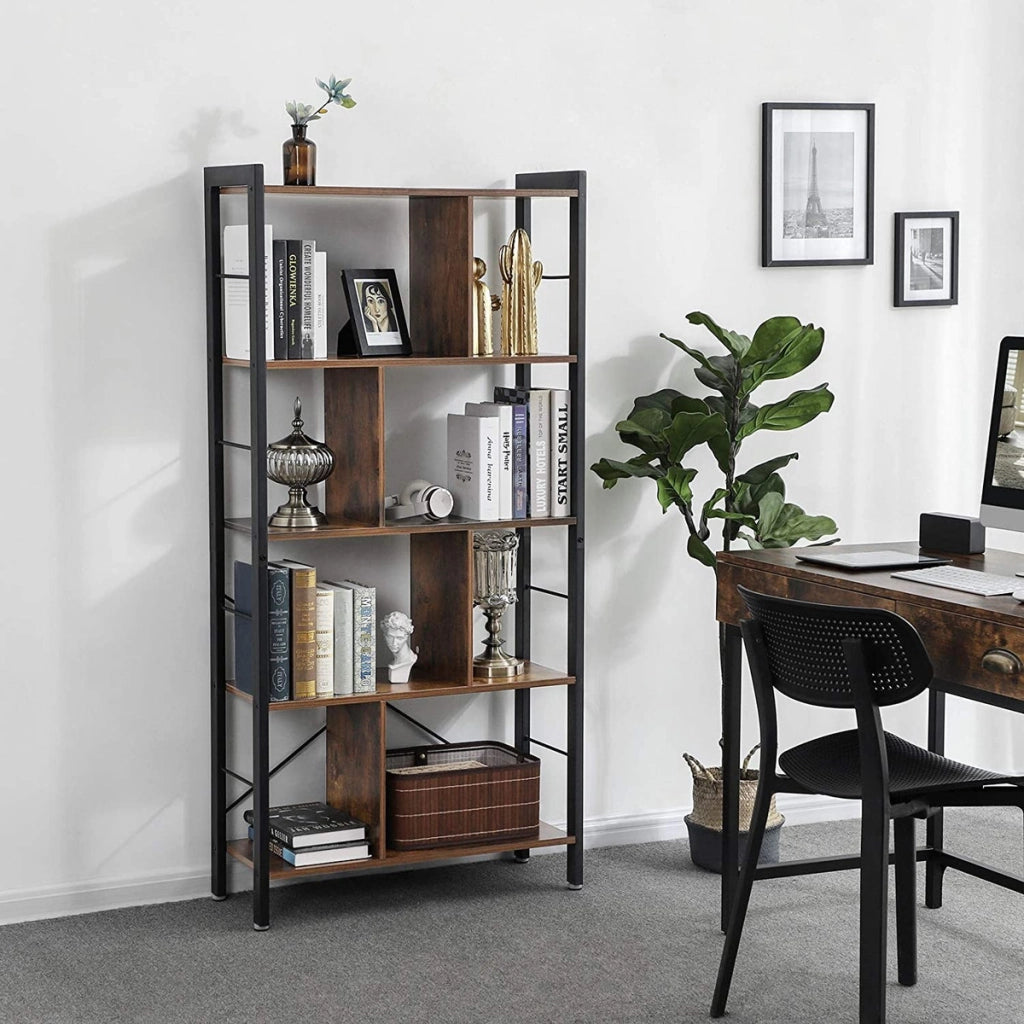 Libreria loft industriale in metallo e legno rustico