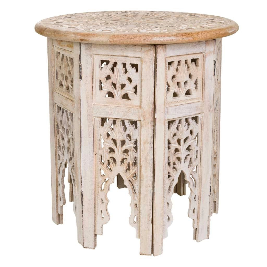 Tavolino in legno bianco fatto a mano 45x45x45h