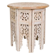 Tavolino in legno bianco fatto a mano 45x45x45h
