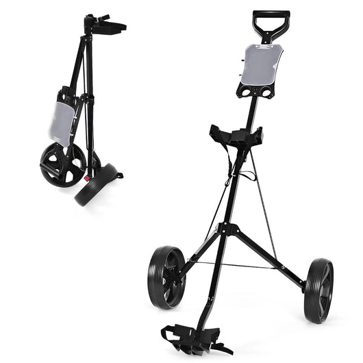 Carrello da golf pieghevole 140 x 63,5 x 113 cm leggero con ruote in PP e vano portaoggetti integrato acciaio nero 20_0020869